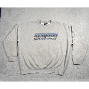 Vintage 90s Jansport Northern Boundaries Moose Country Sweatshirt Mens 2XL Gray